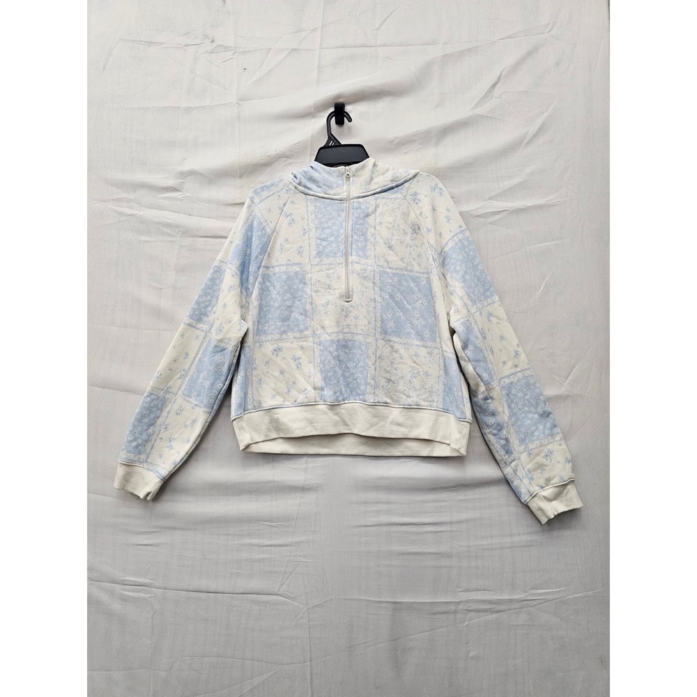 Wild Fable Womens Quarter Zip Hoodie Blue Cotton Blend Casual Size Large
